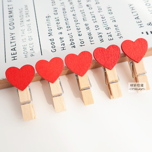 Wooden Small Clip Color Photo Wall Clip Wedding Photo Clip Decorative Hemp Rope Notes Clip Hanging Photo Clip Postcard
