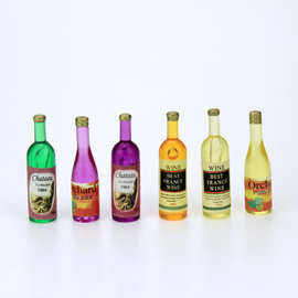 微缩食玩场景模型 娃娃屋配件 迷你洋酒酒瓶六件套 饮料瓶D121