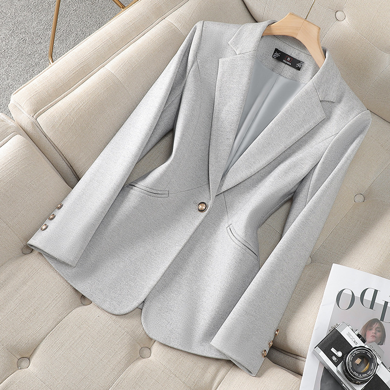 Khaki autumn small elegant classic suit jacket