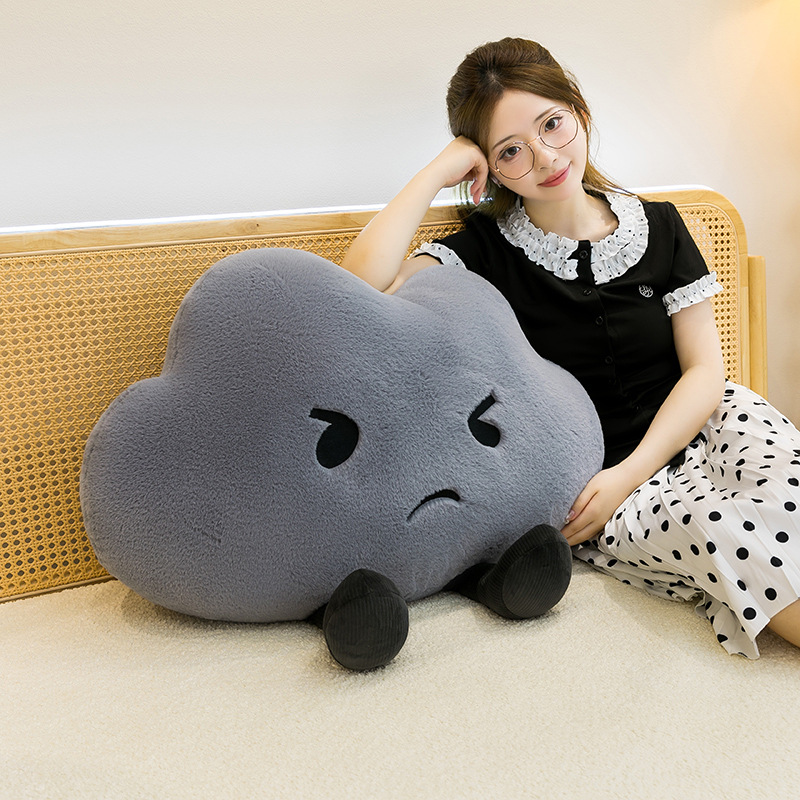 New creative mood cloud plush pillow, cute cloud sleeping companion toy, no worries, no unhappiness pillow