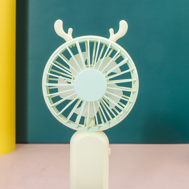 Mini Handheld Cartoon Antler Fan USB Charging Small Fan Summer Outdoor Portable Pocket Fan with Logo