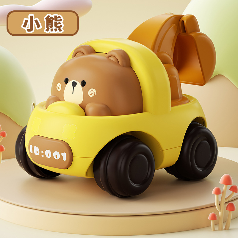 Lindo y divertido coche de ingeniería inercial para niños, excavadora, coche de animales, coche de juguete, patio de recreo, puesto de regalo al por mayor