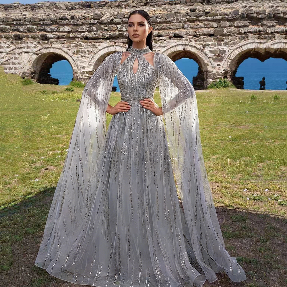 Vestido Largo Elegante de Malla con Lentejuelas y Borlas para Mujer, Estilo Europeo y Americano, Primavera-Verano 2025