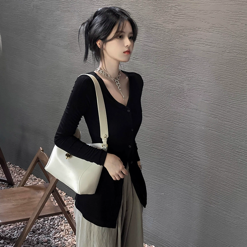 Летний кардиган, приталенная весенняя куртка, городской стиль, V-образный вырез