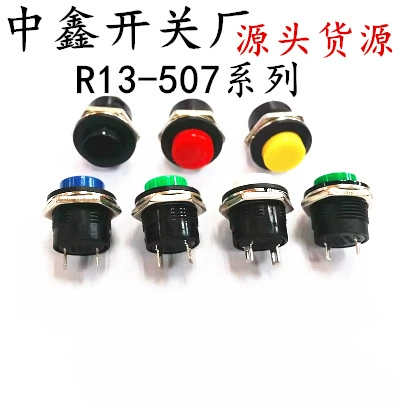 R13-507 серии Кнопка Переключатель 16MM Самостоятельный сброс Клавиша Переключатель Круглый Неблокировка Кнопка Переключатель