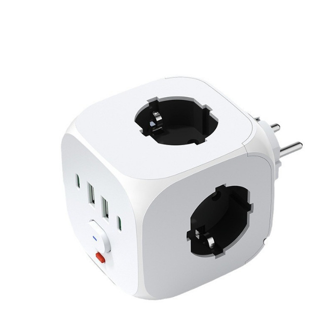 Euro cubo de conversión enchufe de cuatro lados con conector de viaje USB tipo C convertidor europeo fábrica transfronteriza