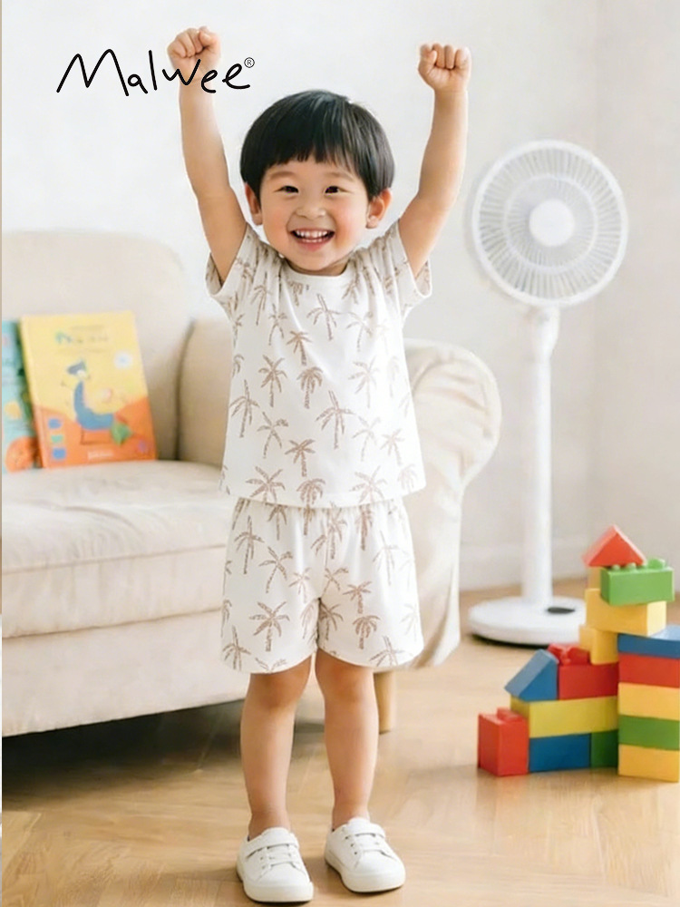 Malwee transfronterizo ropa de casa para niños, ropa de verano, nueva guapo Europa y América, ropa infantil de cuello redondo de manga corta