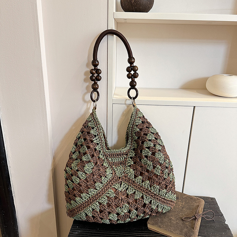 Bolsa de tejido de gran capacidad para mujeres 2026 nuevo verano de vacaciones en la playa bolsa de viaje simple bolsa de arte image 13