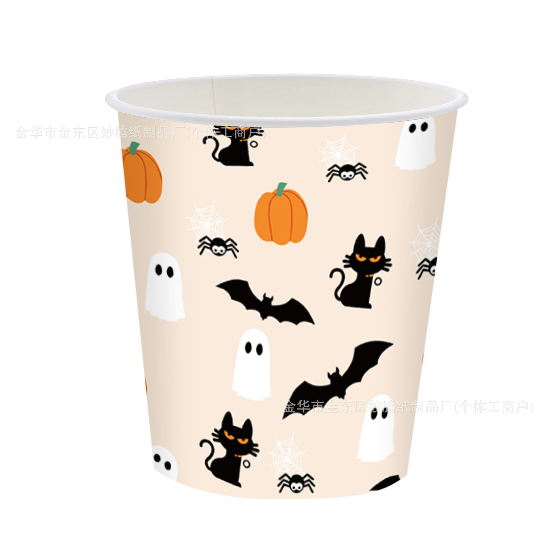 Nuevos productos transfronterizos Halloween fondo de albaricoque calabaza fantasma gato negro vajilla desechable fiesta fiesta plato de papel desechable