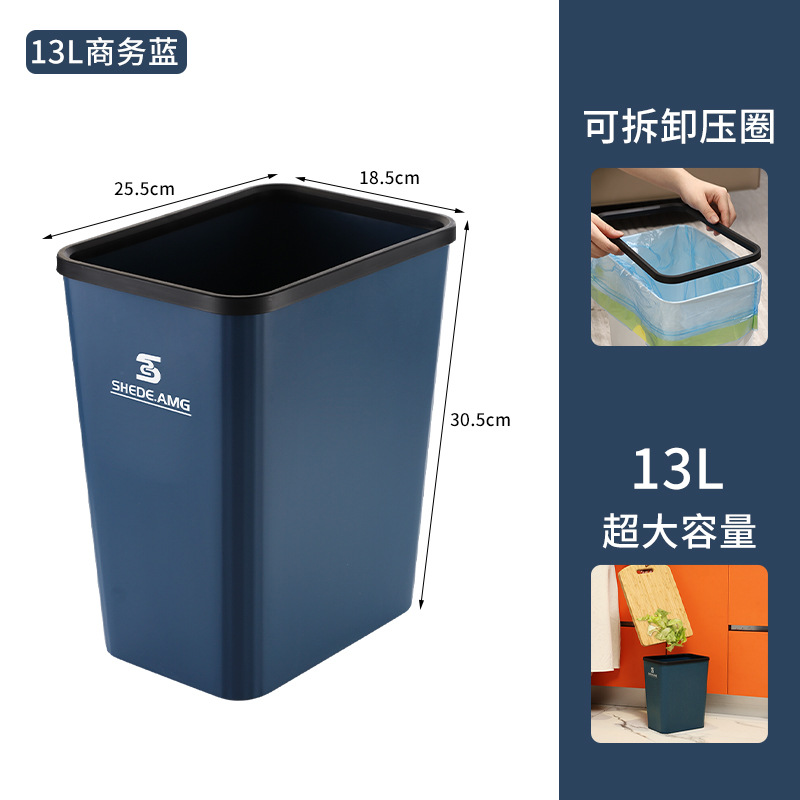 Bote de Basura de Plástico de Gran Capacidad, con Tapa para Hogar, Cocina, Baño e Inodoro