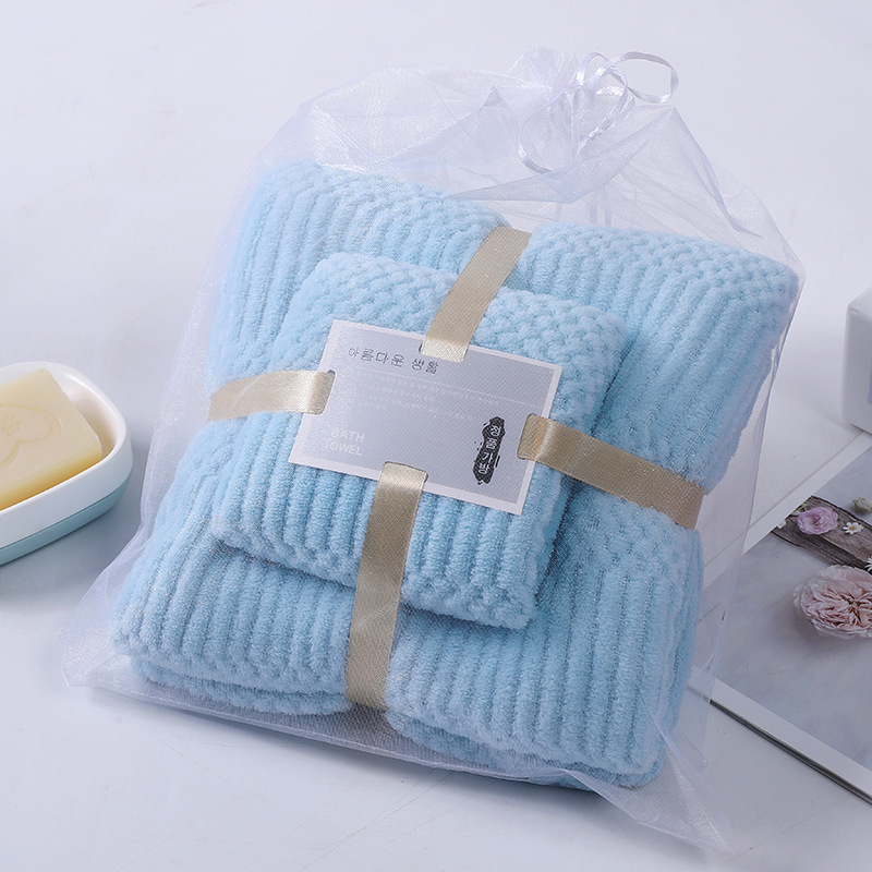 Light blue / Jixiang plaid bath towel (70*140) + towel (35*75)
