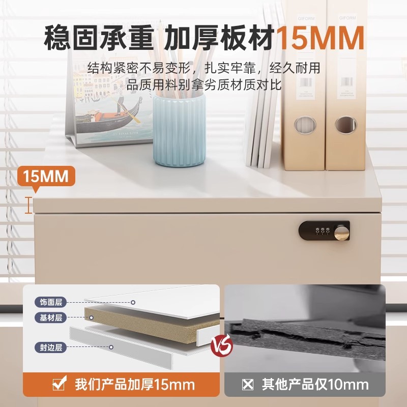 gabinete de archivos de oficina de madera bloqueo de código armario bajo armario de almacenamiento armario lateral armario móvil bajo la mesa de almacenamiento cajón