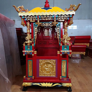 Solid wood carving Temple Temple Temple Temple temple carrying Buddha sedan camphor fir handmade traditional Chinese God sedan chair