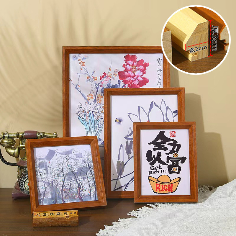 Minimalist Style Pine Wood Solid Wood Display Frame for Wall Hanging, Living Room and Study Decoration 6inch 7810inch Factory Wholesale Minimalist Style Pine Wood Solid Wood Display Frame for Wall Hanging, Living Room and Study Decoration 6inch 7810inch Factory Wholesale