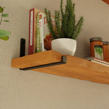厨房墙上置物架复古实木一字隔板收纳壁挂搁板铁艺简约墙壁免打孔