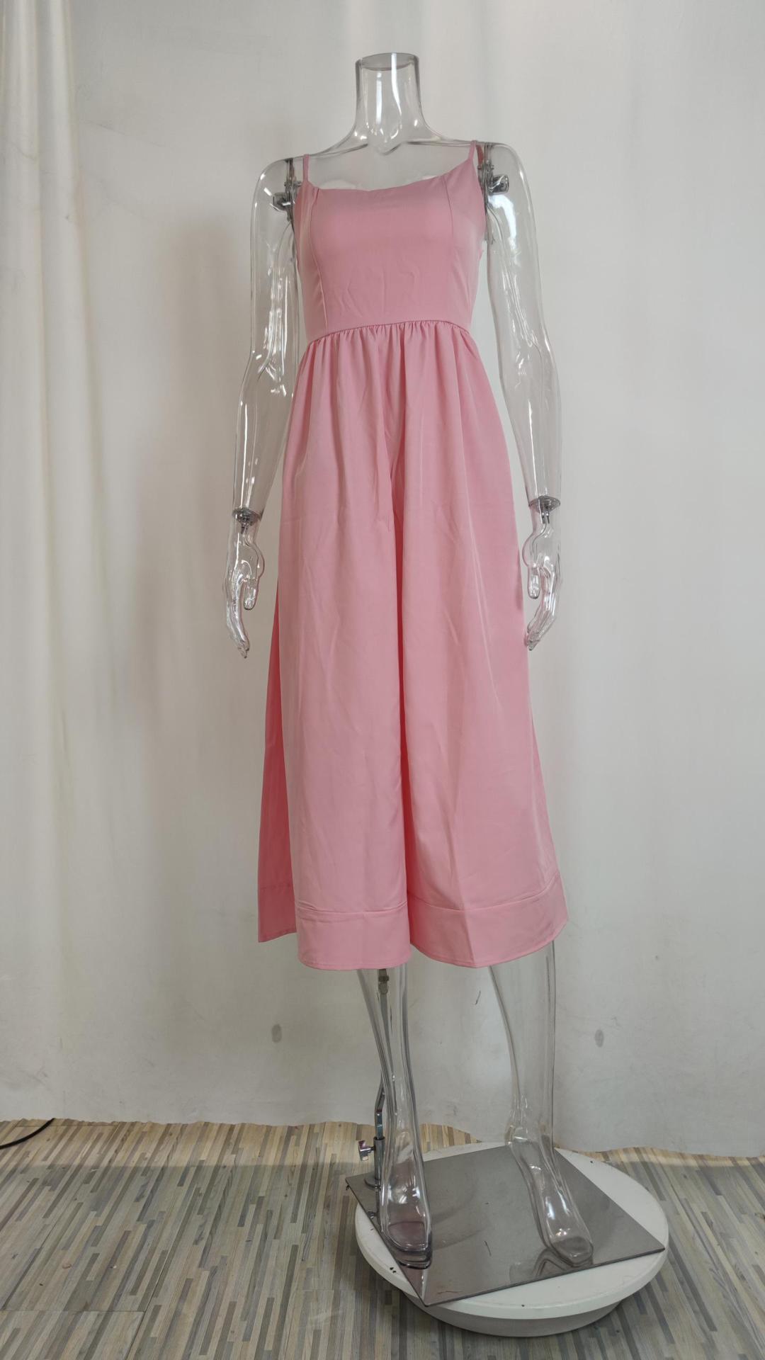 350g Weight Midi Dress Dress Length Type Sleeveless Sleeve Length Strap Dress Dresses Type Polyester Fabric Type High Waist Waist Line Holiday, Daily Occasion Strap Neckline Regular Fit Fit Type Solid Color Pattern Summer Season Women's Gender Pleated Design Sexy Style Wholesale Women's Sexy Pleated Solid Color Holiday Daily Strap Sleeveless Strap Dress 7