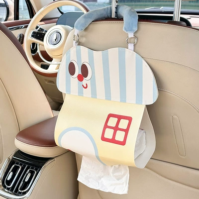 Cartoon Car Tissue Box, Universal Car tissue box/set - small-blue-leather-paper-bag