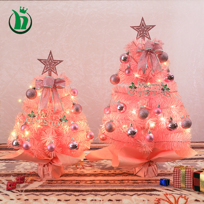 Transfronterizo exclusivo para 2025 nuevo mini árbol de Navidad de escritorio rosa blanco verde paquete de árbol 60cm / 45cm