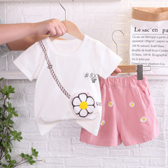 Baby girl summer suit one-year-old baby short-sleeved children's clothing small children two-piece set thin summer girls summer clothes