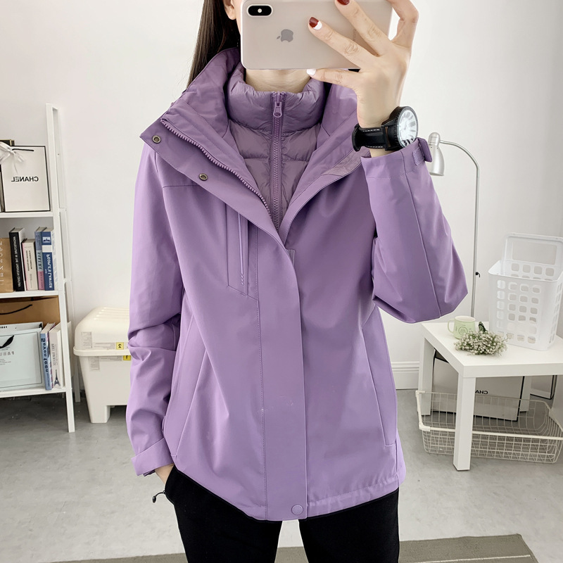 Jacket de asalto para hombres y mujeres otoño y invierno 2023 nuevo estilo al aire libre 3 en 1 desmontable plumón escondido marca de marea a prueba de viento impermeable image 6