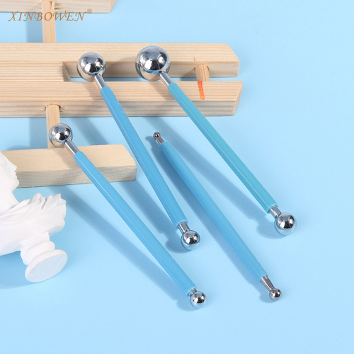 Clay tools, stainless iron, 4 pieces, 8-head pills, baseball-shaped pill sticks, fondant carving clay, clay nest modeling tools
