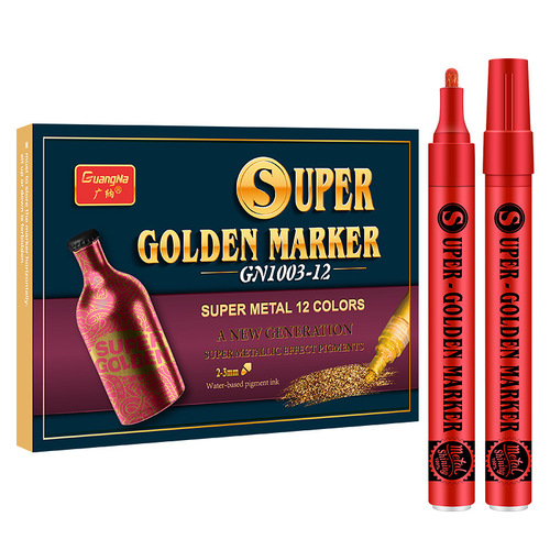 Guangna 1003 Super Gold Flash Metal Marker Black Card Photo Paint Highlight Pen DIY Album Graffiti Craft Pen