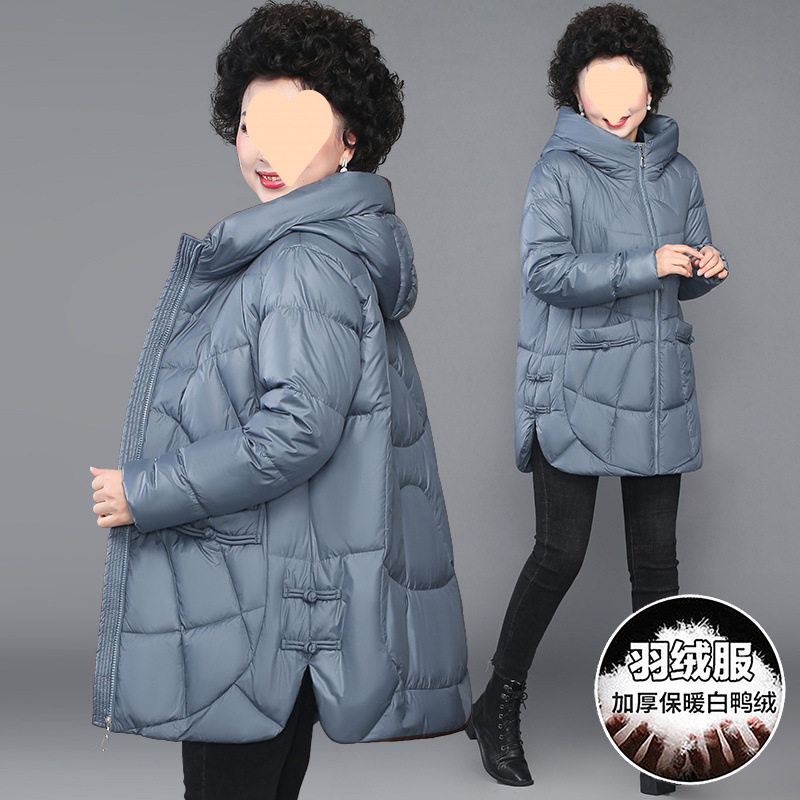 Mother's 2025 winter new down jacket long foreign-style plus size ladies coat warm middle-aged coat