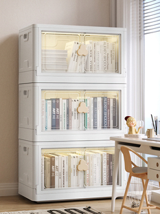 Children's Bookcase Dust-Proof Book Storage Cabinet Household Installation-Free Bookshelf Floor-Standing Storage Rack Simple Folding Book Box