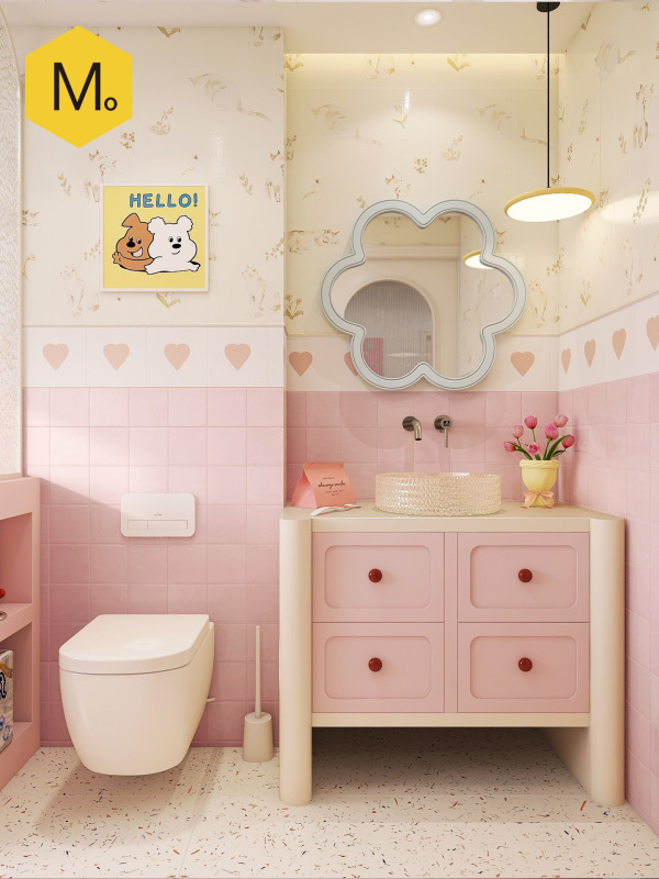Momomujia French Retro Bathroom Tiles Cat Bathroom Wall Tiles Dopamine Pink Mosaic Toilet Floor Tiles