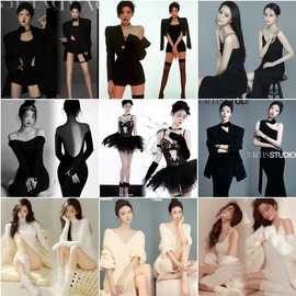 新款影楼拍照情绪肖像写真时尚简约氛围感女孩私房艺术照摄影服装