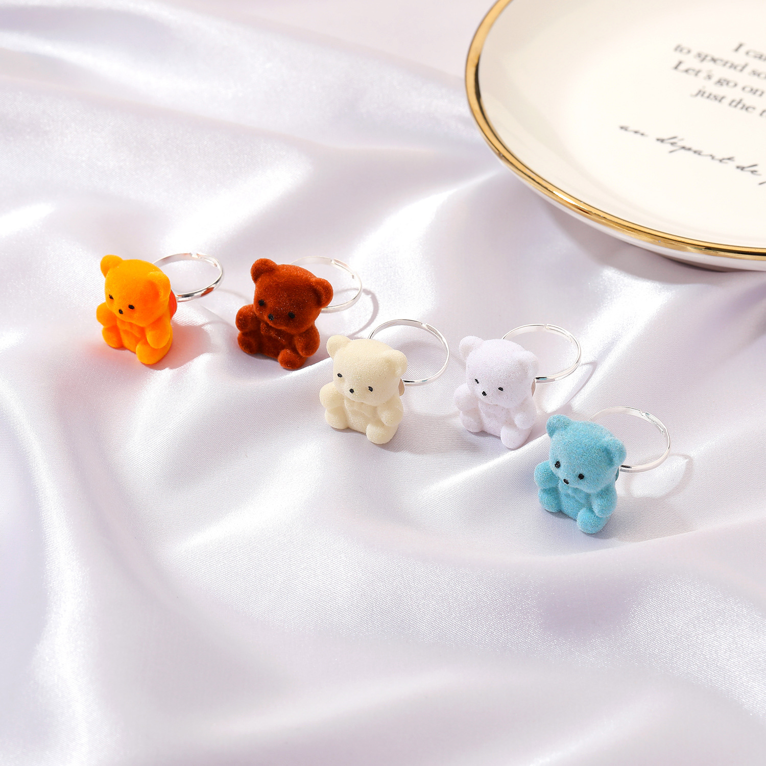 Korean Cute Plush Bear Ring display picture 4