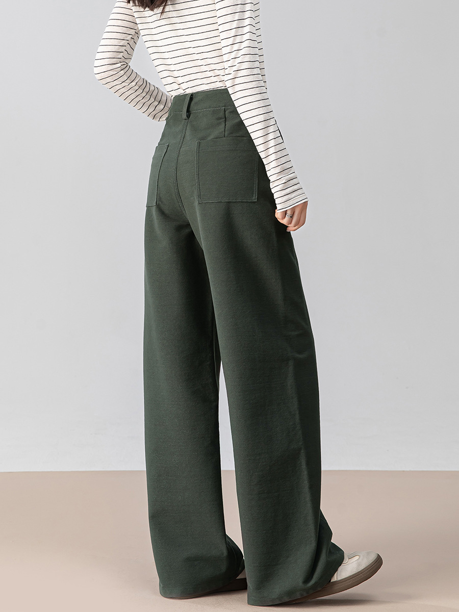 Quần ống rộng nữ dáng suông chất Tencel cotton dệt kim mềm mại — màu xanh ngọc