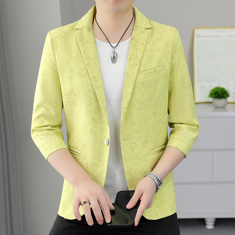 Cross-Border Single Summer Mid-Sleeve Suit Jacket Men's Suit Handsome Suit Trendy Suit Dropshipping