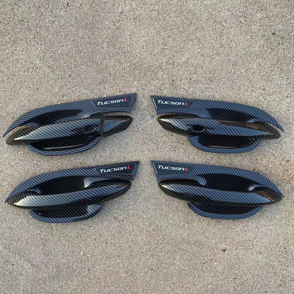 Hyundai 21-25 Models Tucson L Door Handle Protection Sticker Carbon Fiber Door Handle Anti-Scratch Cover Modification Decorative Accessories