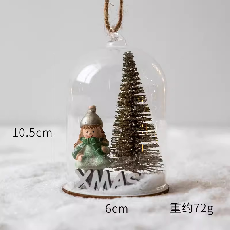 クリスマスデスクトップ雰囲気照明ガラスナイトライト北欧風クリスマスツリーハンギングデコレーションクリエイティブクリスマスギフト|undefined
