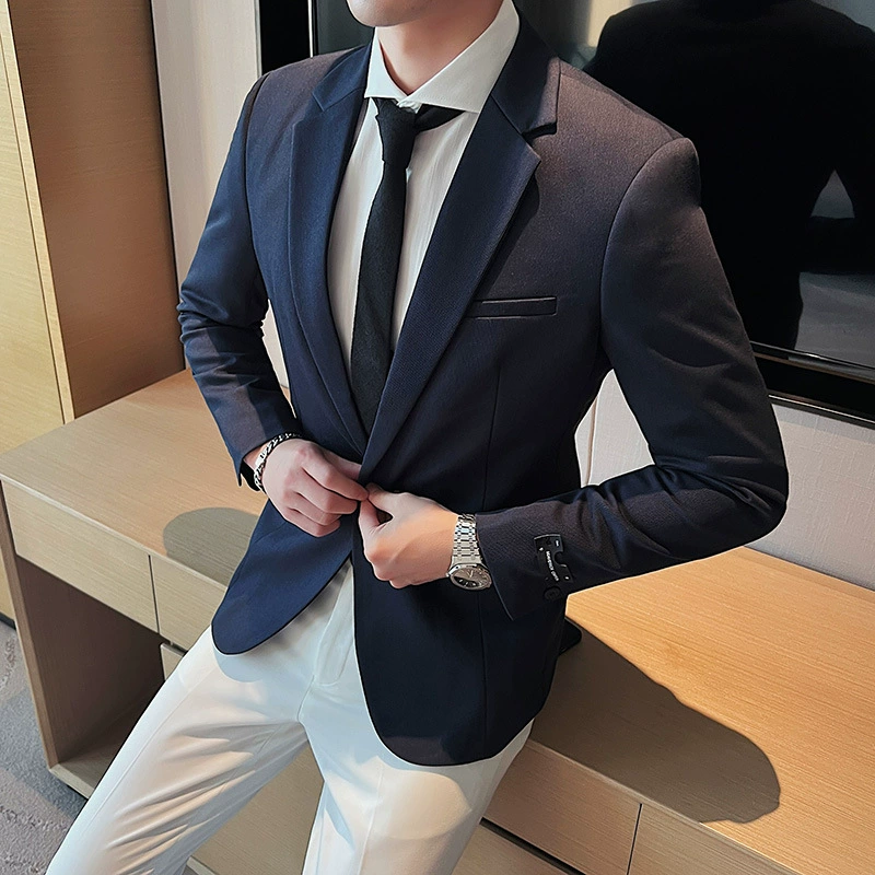 Мужской осенний классический костюм пиджак для отдыха, SlimFit