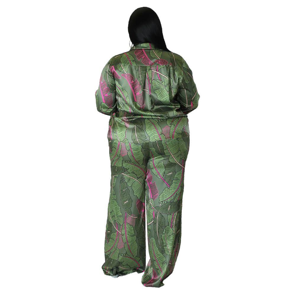 Daily Retro Printing Spandex Polyester Pants Sets Plus Size Two-piece Sets display picture 13