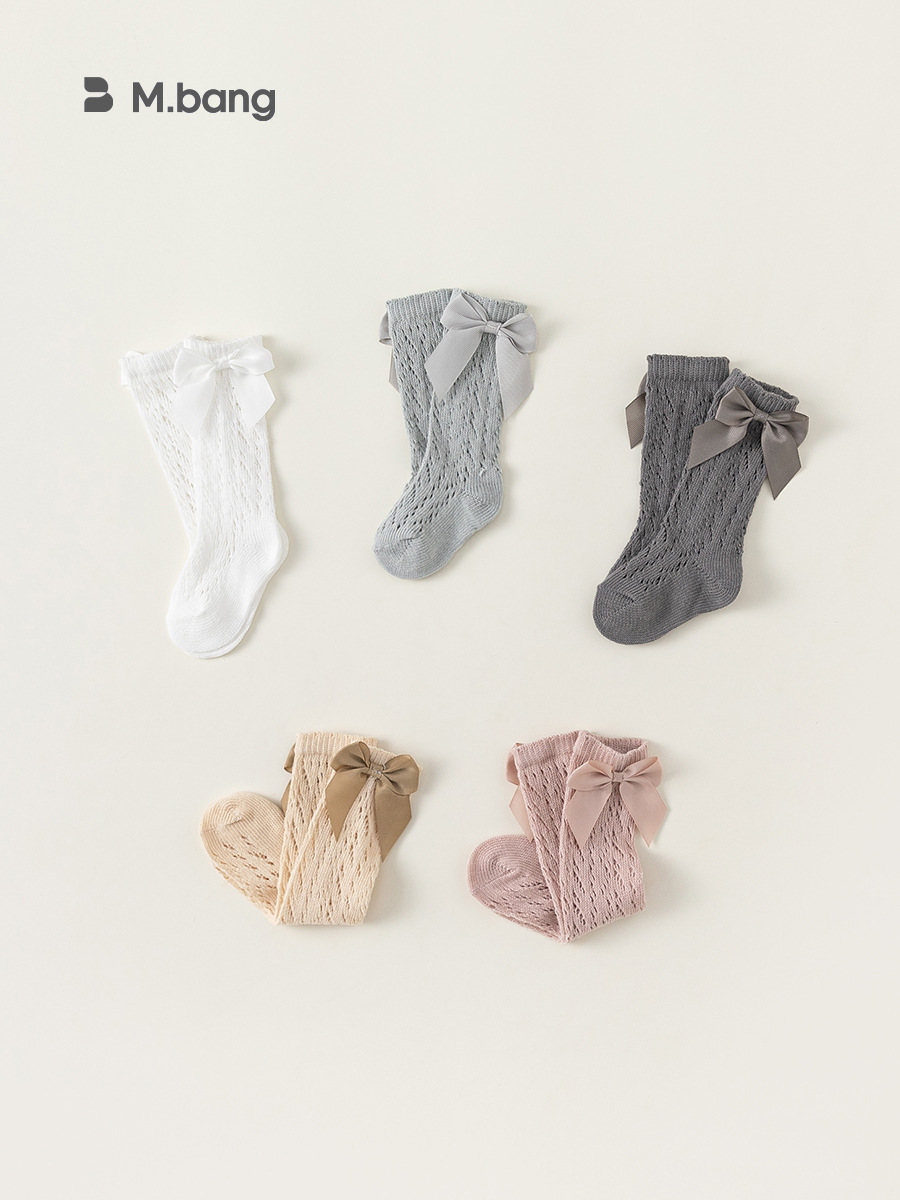 Ropa infantil Youbao, novedades de primavera y verano, calcetines hasta la pantorrilla con lazo para niñas, calcetines dulces para bebés, calcetines de malla hasta la pantorrilla