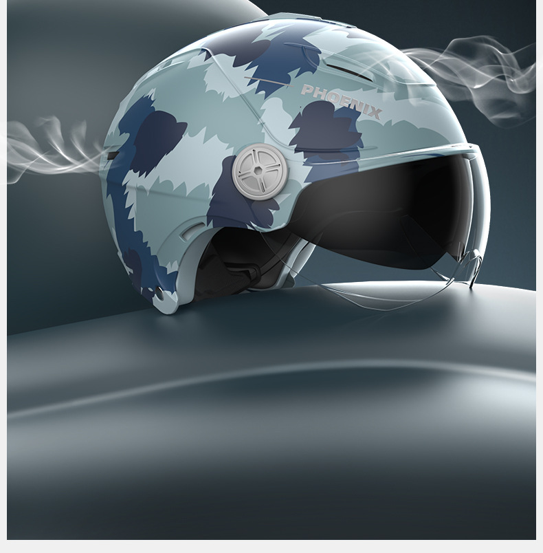 Phoenix 3C Certified Dual Lens Helmet Summer Electric Vehicle Motorcycle Men and Women Plus Size All-Season Safety Helmet