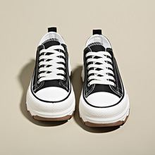 帆布鞋女厚底阿甘鞋小香风女鞋子2024新款春秋休闲运动小白鞋松糕