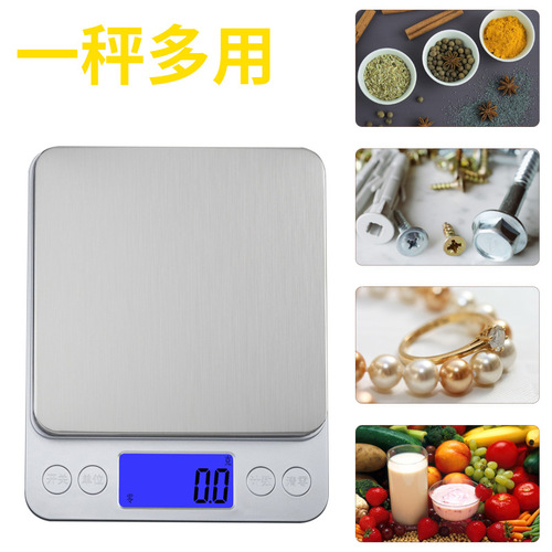 Factory foreign trade cross-border stainless steel electronic scale accurate portable home kitchen scale mini gold gram scale jewelry scale