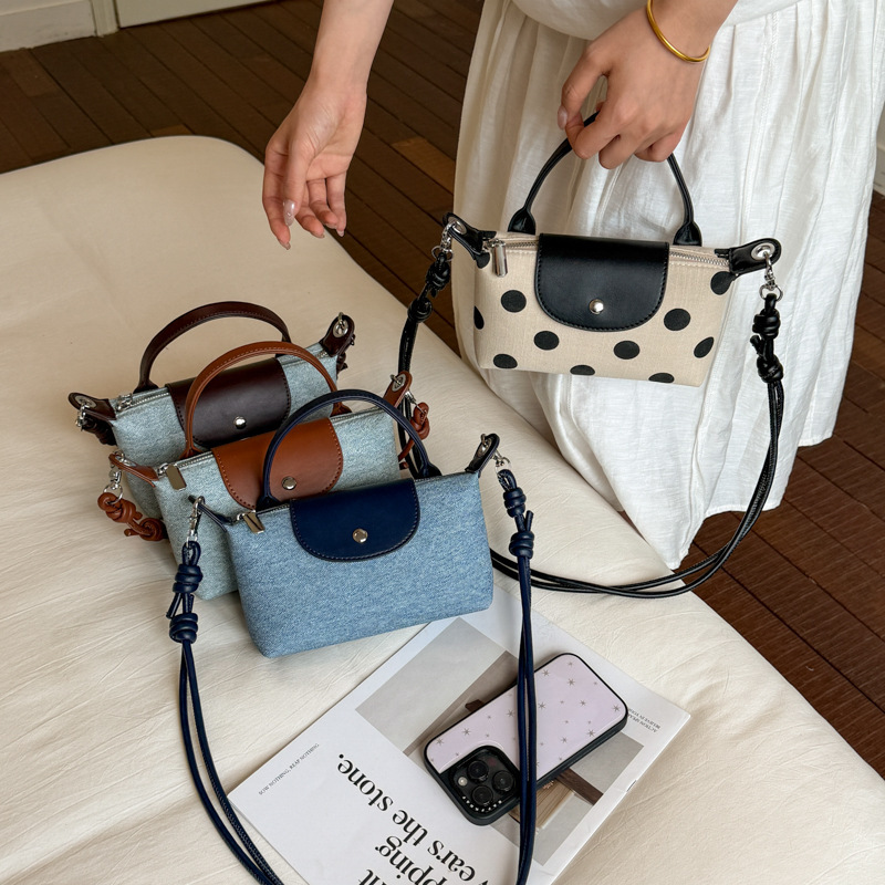 Cross-Border French-Style Niche Mini Dumpling Bag for Women 2026 New Fashion Denim Shoulder Crossbody Coin and Phone Bag Cross-Border French-Style Niche Mini Dumpling Bag for Women 2026 New Fashion Denim Shoulder Crossbody Coin and Phone Bag