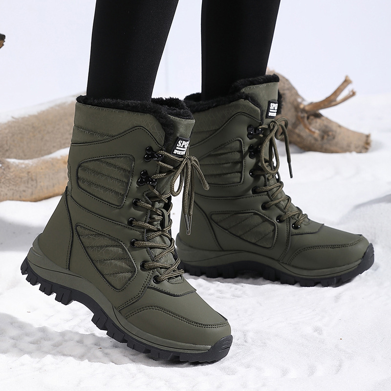 ハルビンの冬の新型の屋外の雪の靴の女性のベルベットの厚い女性の高い筒の滑り止めの東北の旅行の保温の綿の靴|undefined