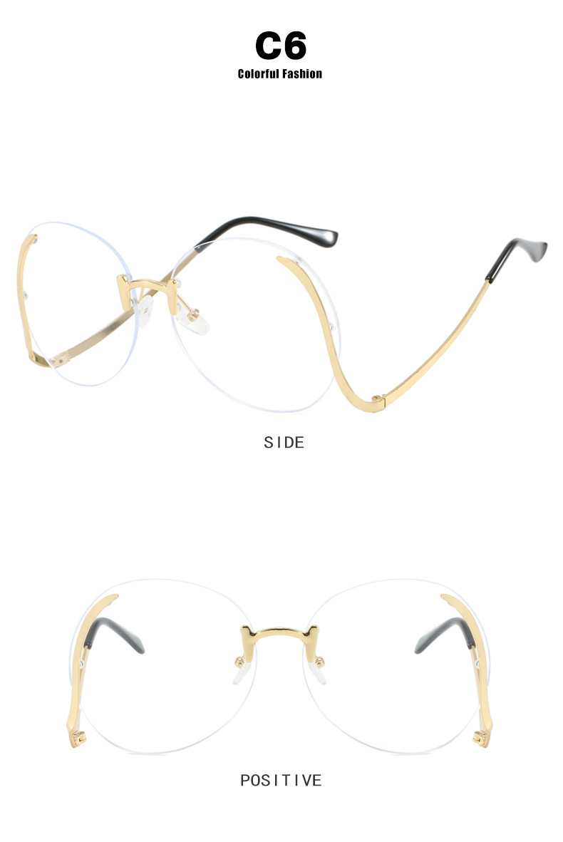 45g Weight Frameless Glasses Structure Sunglasses Classification PC, UV400 Protection Lens Material Round Frame Glasses Style Travel, Fashion Wear, Sun protection Occasion Solid Color Pattern All Seasons Season Women's Gender Personality, Exaggerated, Street Style Personality Exaggerated Street Solid Color PC UV400 Protection Round Frame Frameless Women's Sunglasses 11