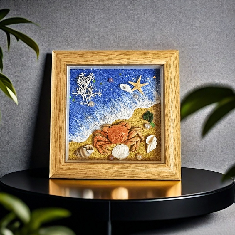 Crab Specimen Texture Painting Photo Frame Stereo Creative Photo Frame Ornaments Beach Shell Seascape Decorative Painting Cultural and Creative Gifts