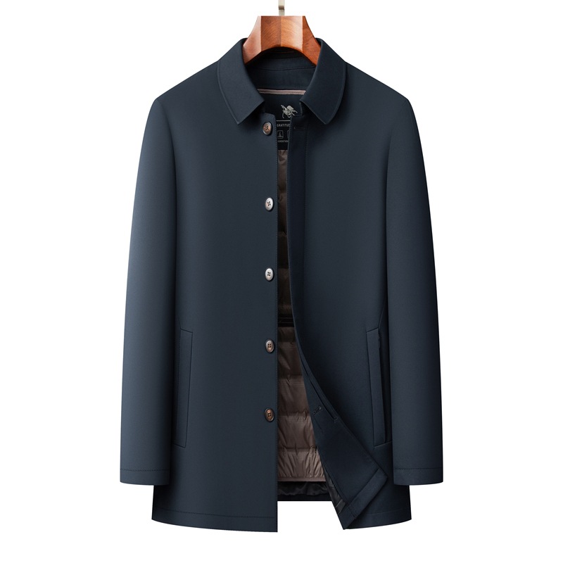 1-25966 Goose Down-Navy Blue-Single Breasted