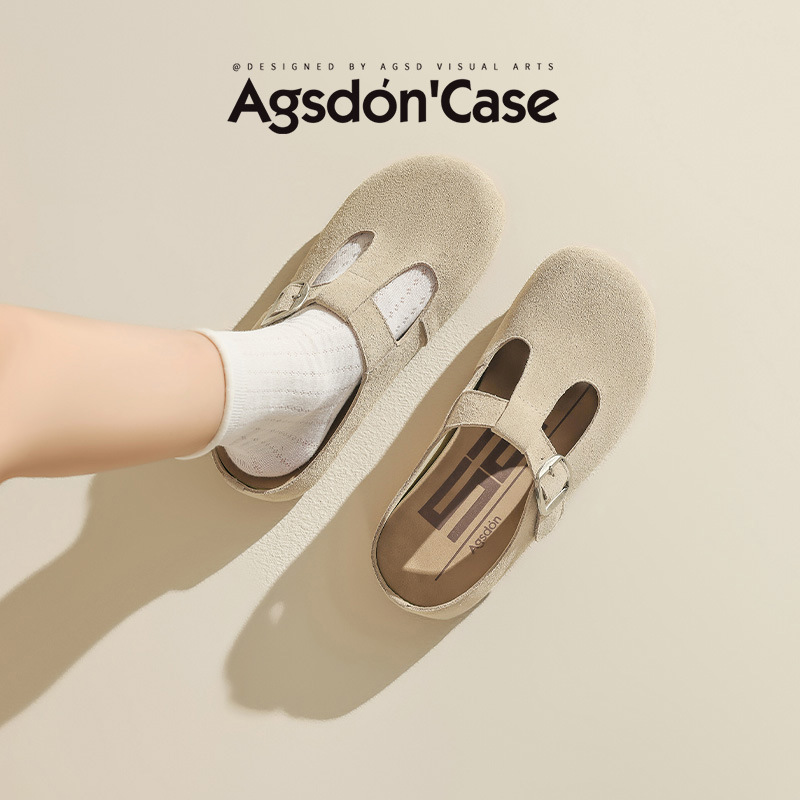 Augustion BuckenBaotou pantuflas mujeres de verano para llevar 2025 nuevo estilo de suela gruesa con un pie y medio arrastrando sandalias y zapatillas Boken