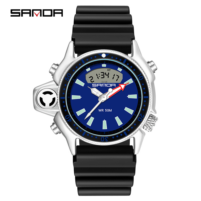 Sanda transfronterizo reloj de tendencia europea y americana reloj deportivo multifuncional al aire libre impermeable para jóvenes reloj electrónico