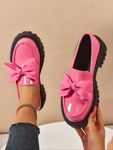 P 85710 Thick Sole Bow Loafer Shoes �����Y����Ь �W���羳