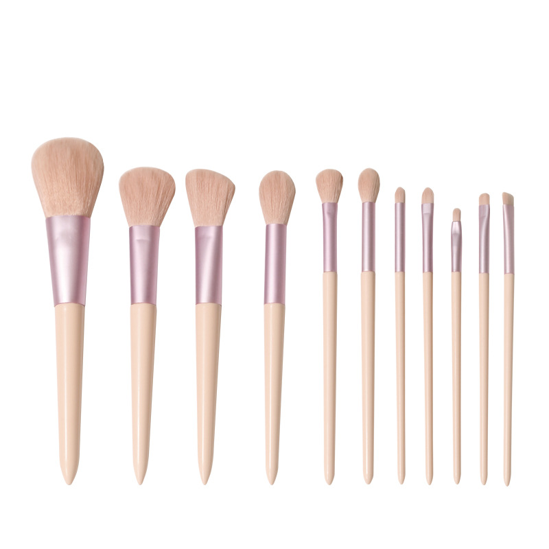 Nuevo 11 concubina sonrisa cepillo de maquillaje traje de piel suave rosa polvo suelto cepillo conjunto completo de herramientas de belleza para la entrega transfronteriza